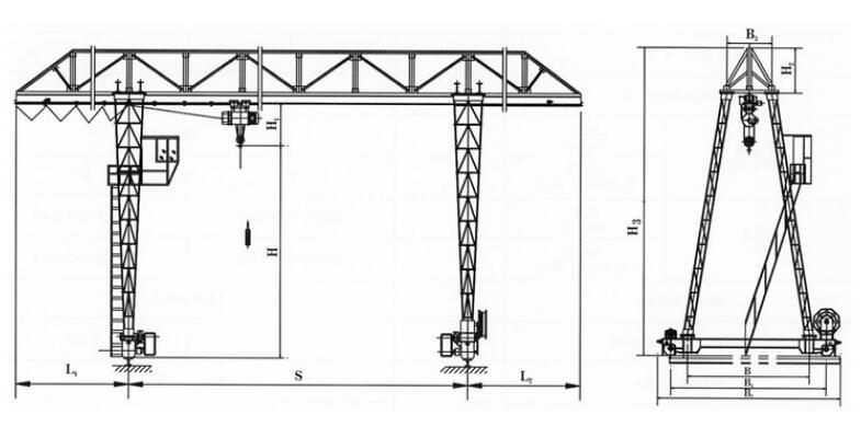 Single Girder Gantry Crane Drawing