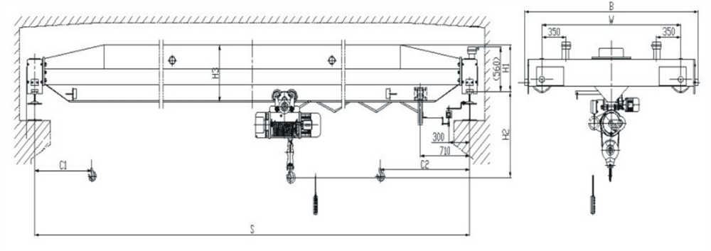 single beam overhead crane drawing