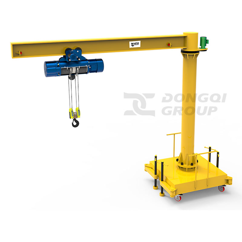 Portable jib crane with wire rope hoist