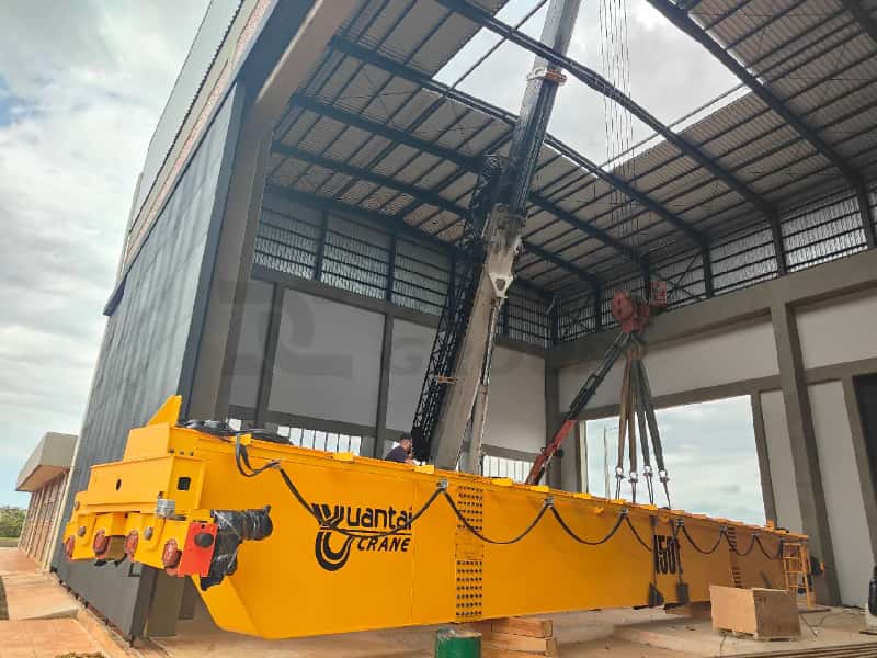 The main beam is being hoisted